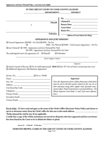 Fillable Appearance And Jury Demand County Illinois Printable Pdf