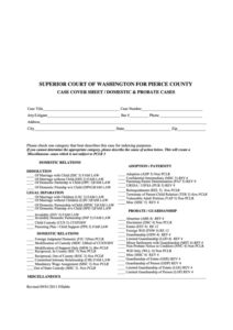 Fillable Case Cover Sheet Domestic Probate Cases Form Printable Pdf