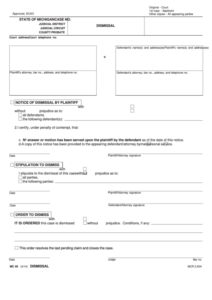 Fillable Dismissal State Of Michigan Printable Pdf Download