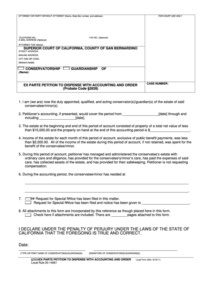 Fillable Ex Parte Petition To Dispense With Accounting And Order Form