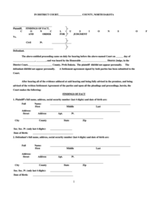 Fillable Findings Of Fact Conclusions Of Law And Order For Judgment