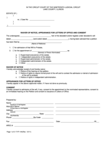 Fillable Form 171p 14a Waiver Of Notice Appearance For Letters Of