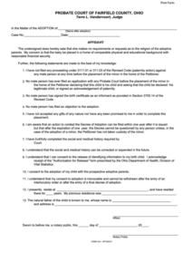 Fillable Form 19 3 Affidavit Probate Court Of Fairfield County Ohio