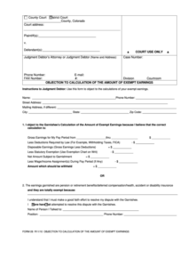 Fillable Form 28 Objection To Calculation Of The Amount Of Exempt