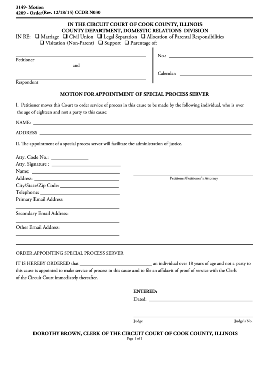 Fillable Form Ccdr N030 Motion For Appointment Of Special Process 