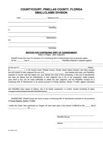 Fillable Form Sc 108 Motion For Continuing Writ Of Garnishment