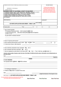 Fillable Form Sdsc D 046 Ex Parte Application And Order Family Law