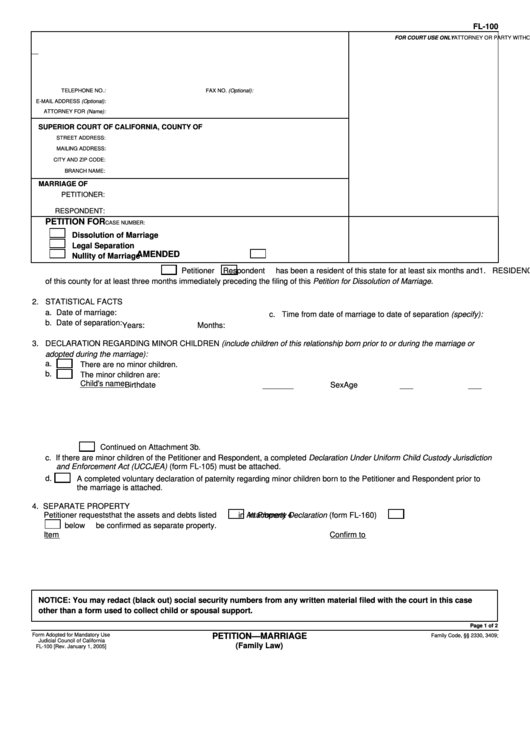 Fillable Marriage Petition Form Printable Pdf Download
