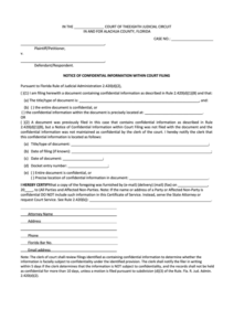 Fillable Notice Of Confidential Information Within Court Filing Form