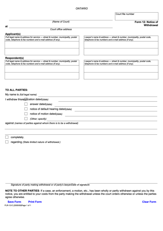 Fillable Notice Of Withdrawal Printable Pdf Download