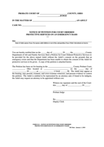 Fillable Ohio Probate Form Notice Of Petition For Court Ordered