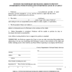 Fillable Ohio Probate Form Petition For Temporary Restraining Order