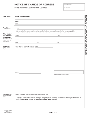 Fillable Online Ag Gov Bc Change Of Address Notice Family Court 03 