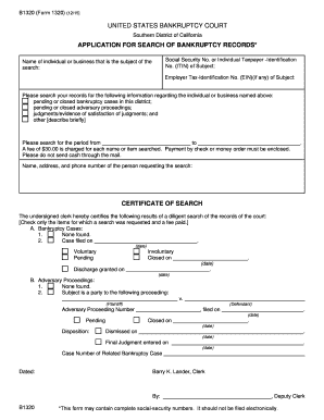 Fillable Online Casb Uscourts B1320 Form 1320 12 15 UNITED STATES 