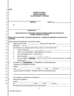 Fillable Online Clarkcountycourts District Court Family Division 