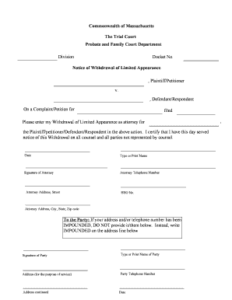 Fillable Online Commonwealth Of Massachusetts The Trial Court Probate