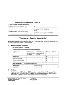 Fillable Online Courts Wa Temporary Family Law Order FL Divorce 224