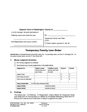 Fillable Online Courts Wa Temporary Family Law Order FL Divorce 224 