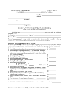 Fillable Online Family Law Financial Affidavit Short Form Fax Email