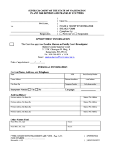 Fillable Online FCI INTAKE FORM Benton franklinsuperiorcourtcom Fax