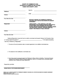 Fillable Online Hamilton co Hamilton County Ohio Court Respondent Form