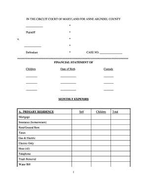 Fillable Online IN THE CIRCUIT COURT OF MARYLAND FOR ANNE ARUNDEL 