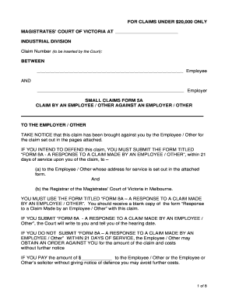 Fillable Online Magistratescourt Vic Gov Form 8a Small Claims Court Wa