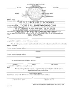 Fillable Online Massachusetts Probate Form pdf Surety Bond Fax Email