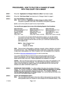 Fillable Online Mohavecourts Az Arizona Minor Name Change Forms Cochise