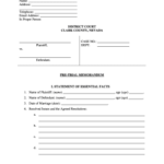 Fillable Online Pre Trial Memorandum pdf Family Law Self Help