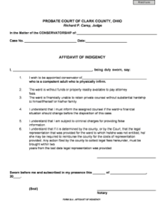 Fillable Online Probate Clarkcountyohio 20 4 Affidavit Of Indigency