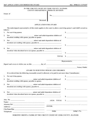 Fillable Online Probate Division Cook County Clerk Of The Circuit 