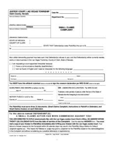 Fillable Online Small Claims Complaint Las Vegas Justice Court Fax