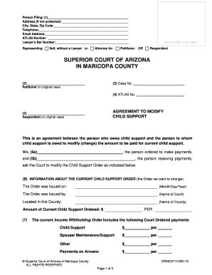 Fillable Online Superiorcourt Maricopa AGREEMENT TO MODIFY CHILD 