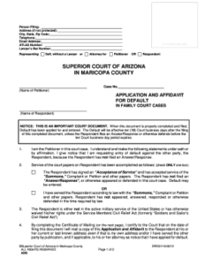 Fillable Online Superiorcourt Maricopa DEFAULT In Family Court Cases