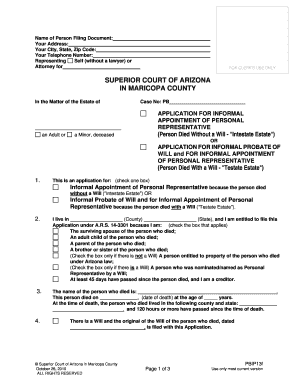 Fillable Online Superiorcourt Maricopa Name Of Person Filing Document 