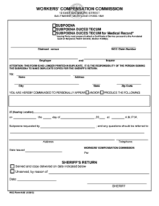 Fillable Online Wcc State Md MDWCC Subpoena Form 4 2013 Maryland