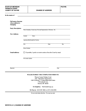 Fillable Online WCPC75 Wayne County Probate Court Fax Email Print 