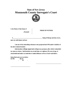 Fillable Online Witness Proof Monmouth County Fax Email Print PdfFiller