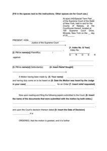 Fillable Order New York Supreme Court Printable Pdf Download