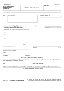 Fillable Pc 633 Letters Of Guardianship State Of Michigan Probate