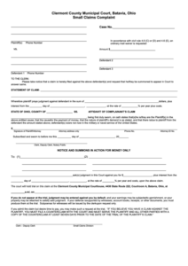 Fillable Small Claims Complaint Form Printable Pdf Download