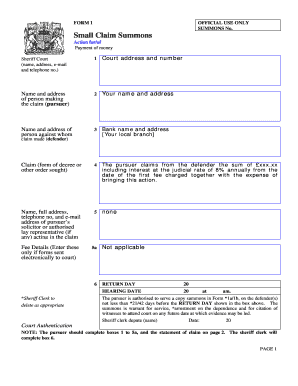 Fillable Small Claims Court Defence And Counterclaim Edit Online 