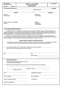 Fillable Small Claims Summons Printable Pdf Download