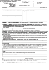 Fillable Summons And Complaint Michigan Courts Printable Pdf Download