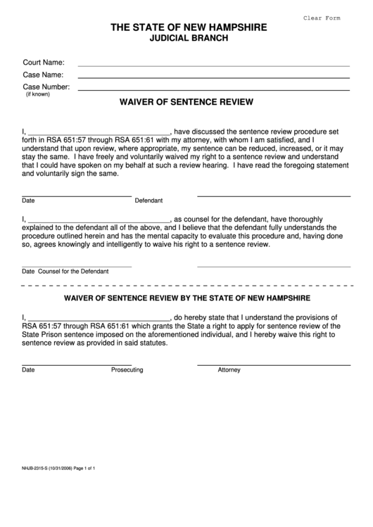 Fillable The State Of New Hampshire Court Forms Printable Pdf Download