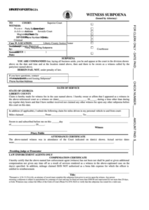 Fillable Witness Subpoena Form Liberty County Georgia Printable Pdf