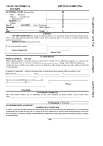 Fillable Witness Subpoena Form State Of Georgia County Printable Pdf