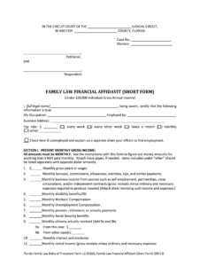 Financial Affidavit Florida Fill Online Printable Fillable Blank