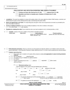 FL 341 Child Custody And Visitation Order Family Law Pinkham